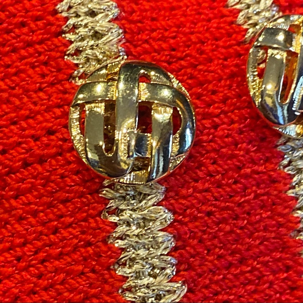 St. John Red and Gold Military Jacket, size 10 - Picture 9 of 16